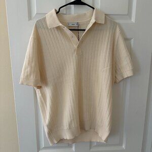 NWT Mango Men's Cotton Micro-Structure Polo Shirt, Large